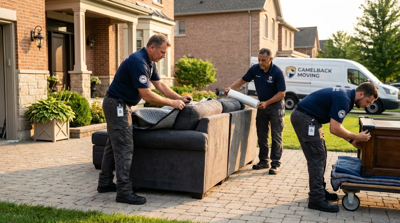 Large estate moving crew wrapping furniture in Mediapolis, IA